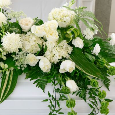Peaceful White Casket Spray