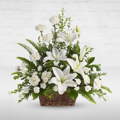 Peaceful White Lilies Basket