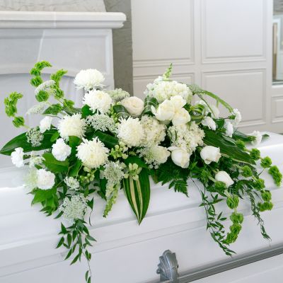 Peaceful White Casket Spray
