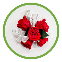 5 Red Spray-Roses w/ Baby's Breath & Leather Fern - Luxury Wristlet Corsage  in San Ramon, CA