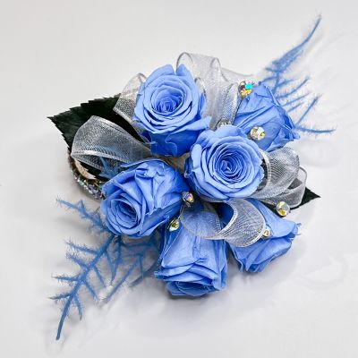 Forever Corsage - Blue Preserved Spray Roses