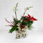 Holiday Orchid Planter With Red Poinsettia