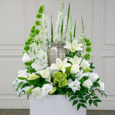 White Photo Urn Tribute