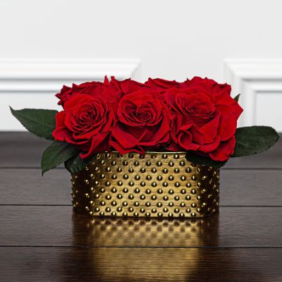 Forever Love in Gold Vase (Preserved Roses)