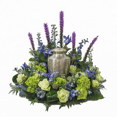 Urn Wreath - Green & Purple