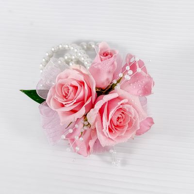 Pink Spray Rose Corsage & Bracelet