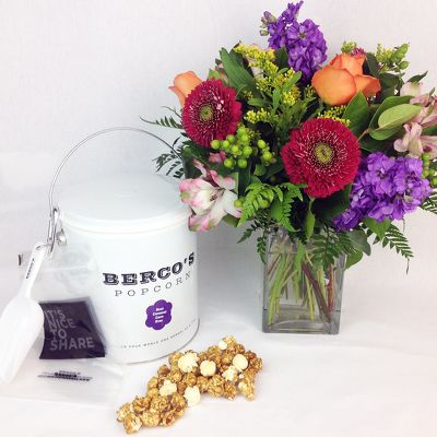 Beautiful Flowers & Popcorn Tin