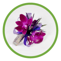 Purple Orchid Corsage With Thistle & Bracelet