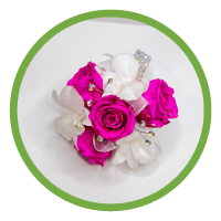 Forever Corsage - Hot Pink & White Preserved Roses & Orchids