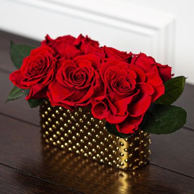 Forever Love in Gold Vase (Preserved Roses)