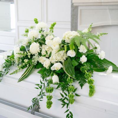 Peaceful White Casket Spray